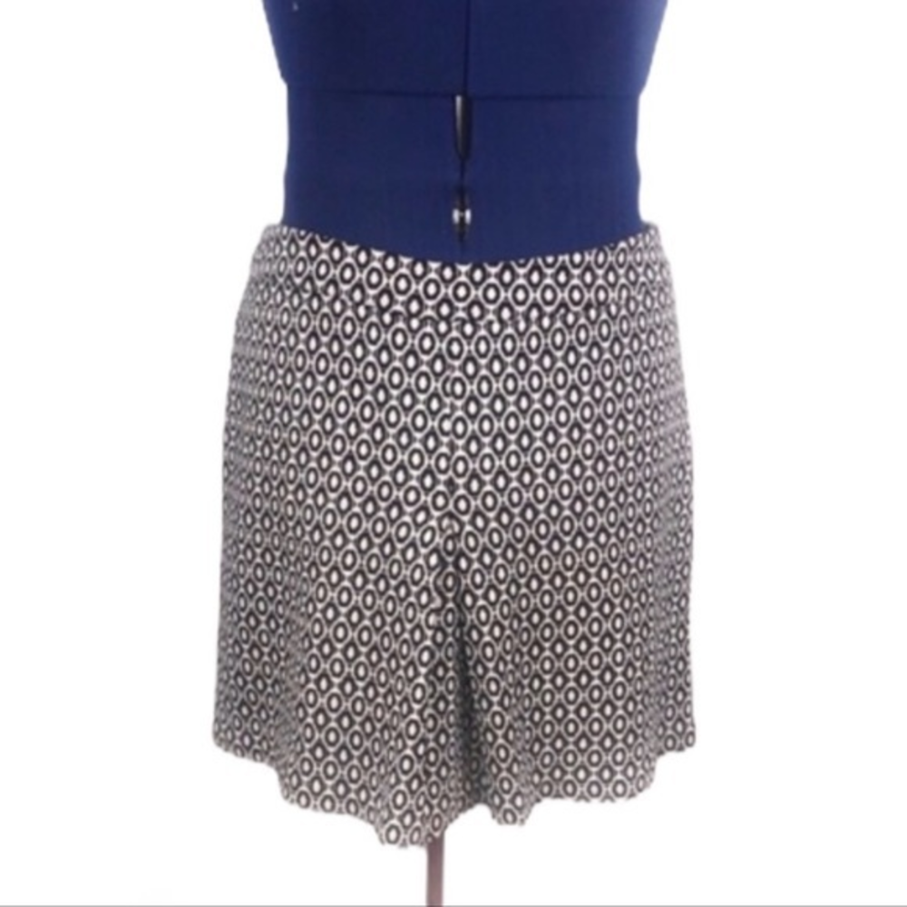 Trulli 12 black white silver geometric A line pleated cotton blend skirt‎